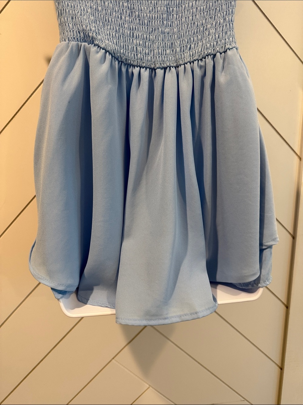 Light Blue Puff-Sleeve Mini Romper Dress - Picture 9 of 11